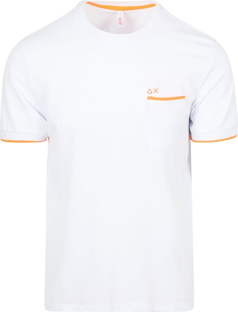 Sun68 Piqué T-Shirt Fluo Stripe Weiß - Größe M günstig online kaufen