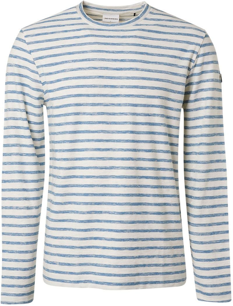 No Excess Langarm-T-Shirt Stripe Blau - Größe XXL günstig online kaufen