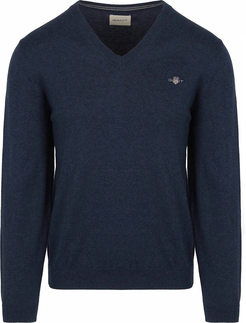 Gant Pullover V-Hals Jeans Blauw