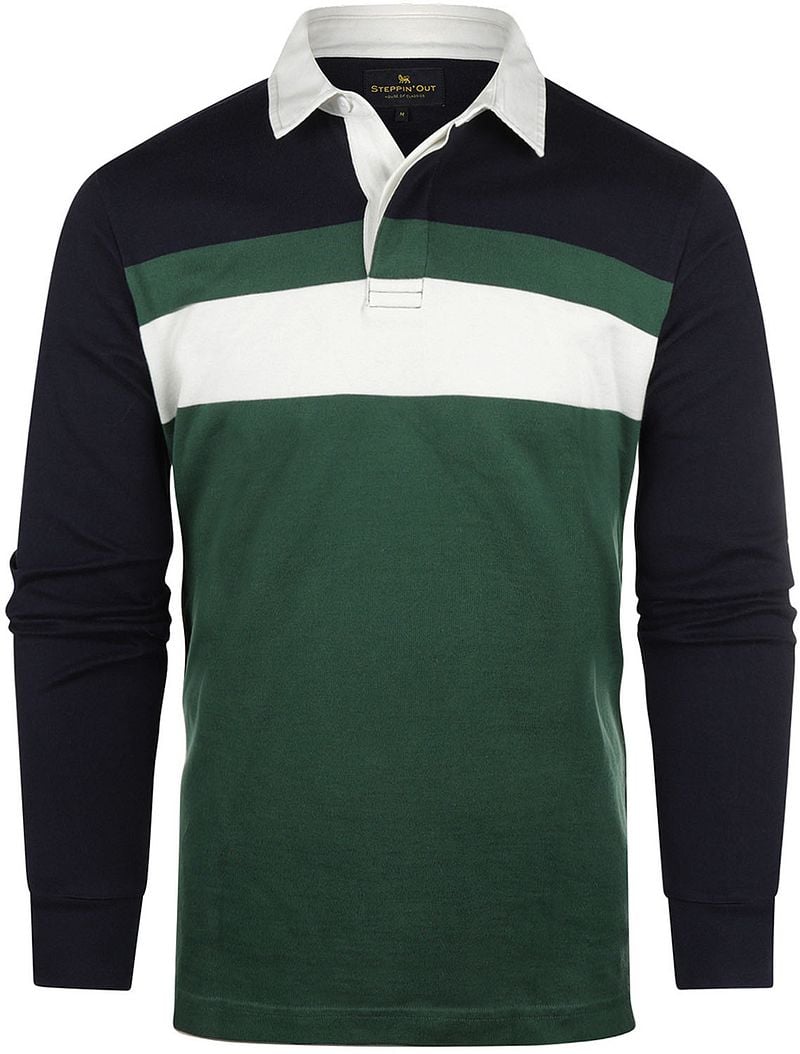 Steppin' Out Rugby Poloshirt Streifen Grün - Größe XXL günstig online kaufen