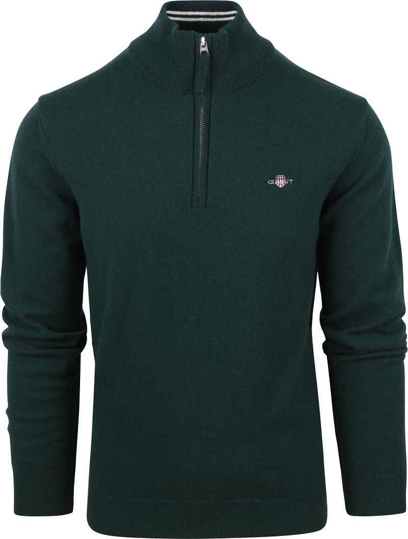 Gant Halfzip-Wollpullover mit Logo Grün - Größe 3XL günstig online kaufen