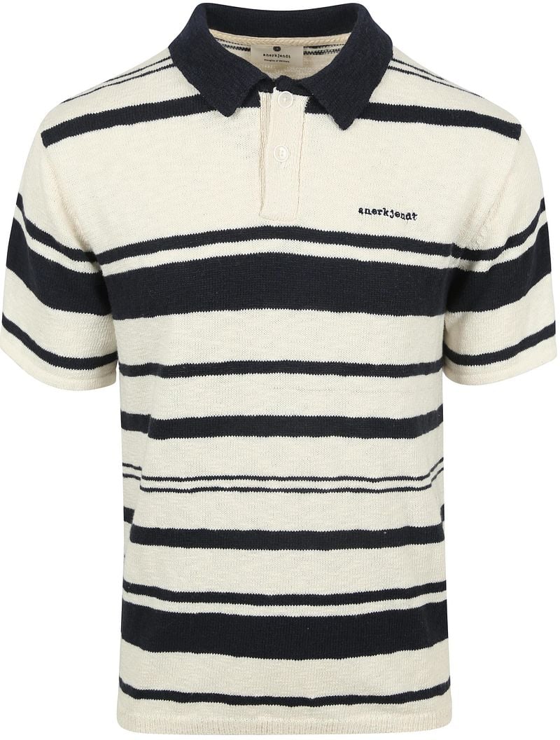 ANERKJENDT Heren Polo's & T-shirts Aksofus Stripe S s Knit Gebroken Wit