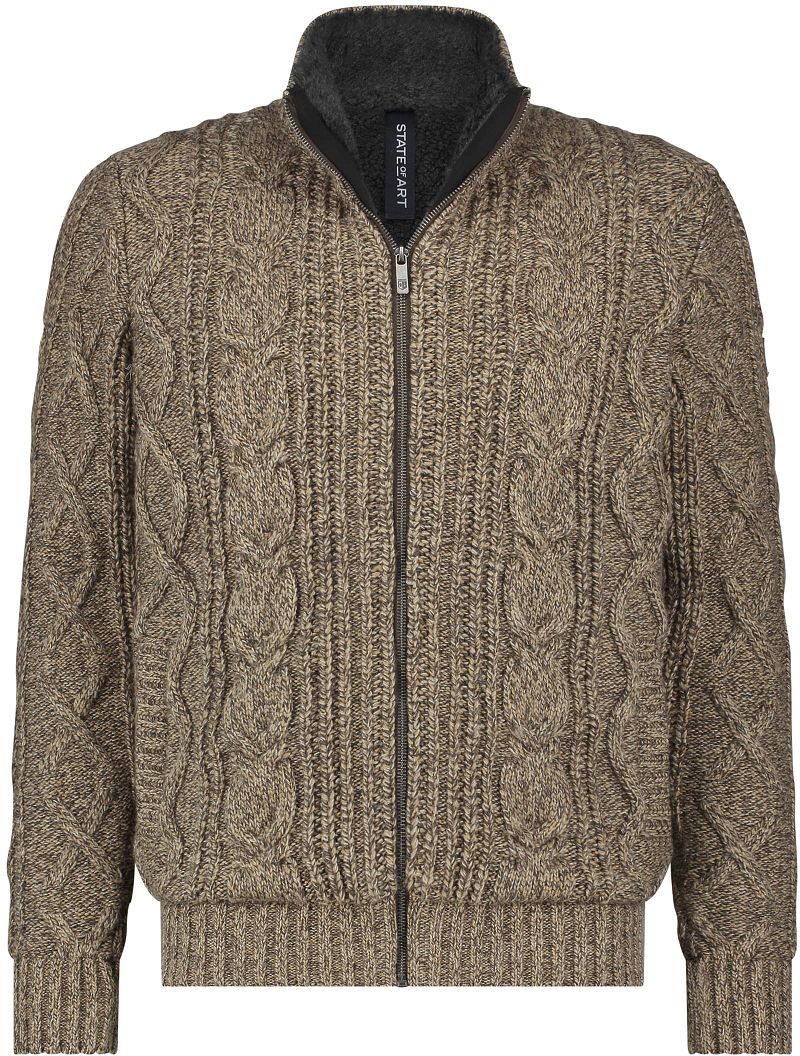 State of Art Vest Heavy Cable Wolmix Beige