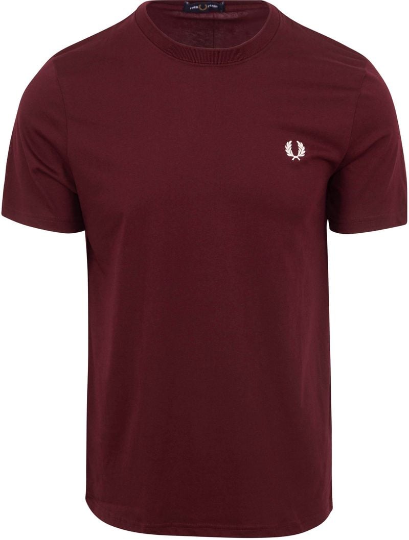 Fred Perry Bordeaux Logo Ronde Hals T-shirt Red Heren