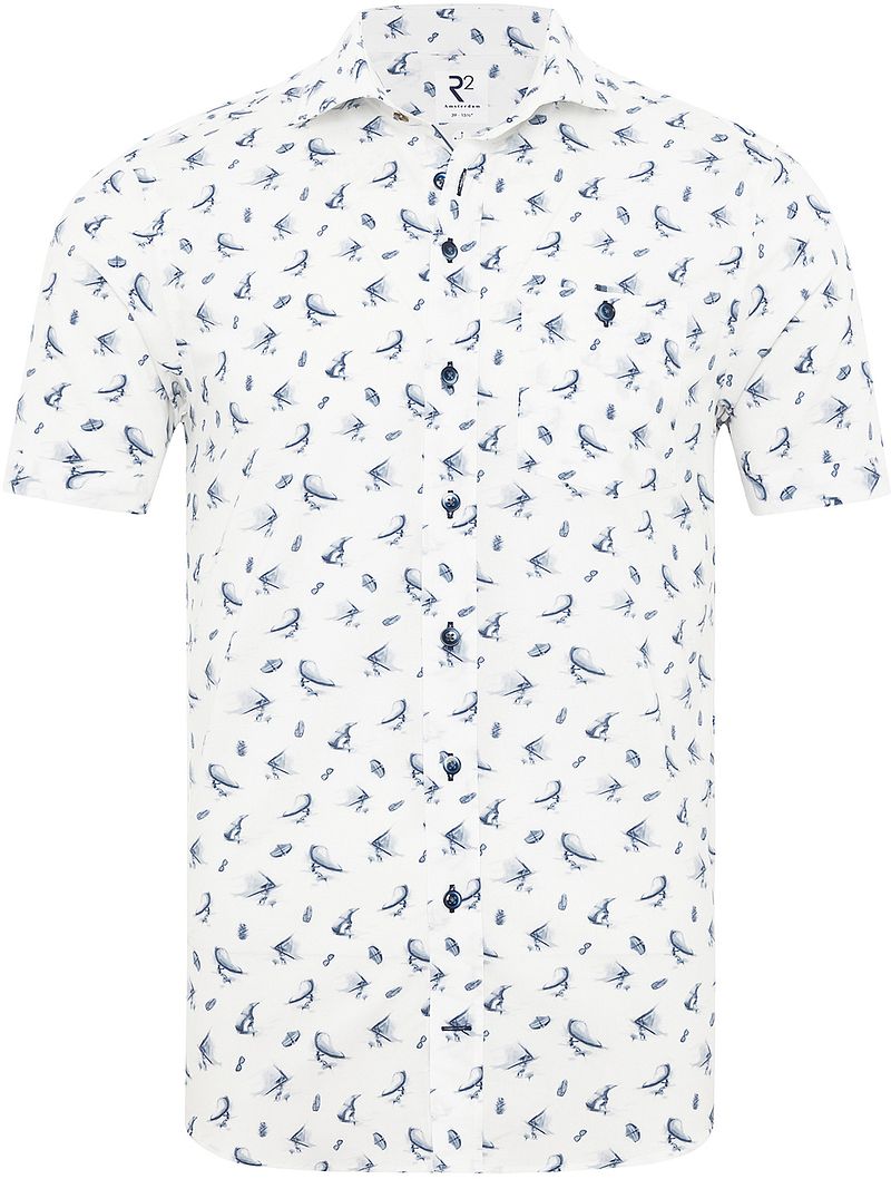 R2 Hemd Shortsleeve Surfprint Blau - Größe 45 günstig online kaufen