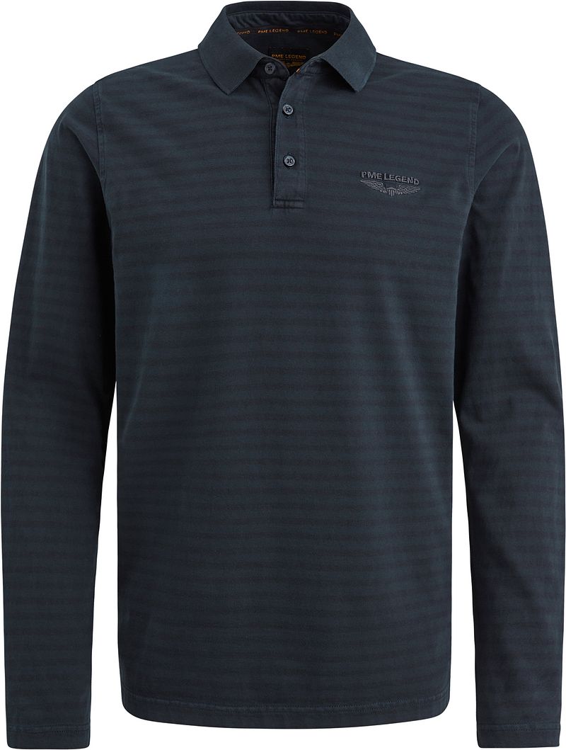 PME Legend Longsleeve Poloshirt Streifen Navy - Größe 3XL günstig online kaufen