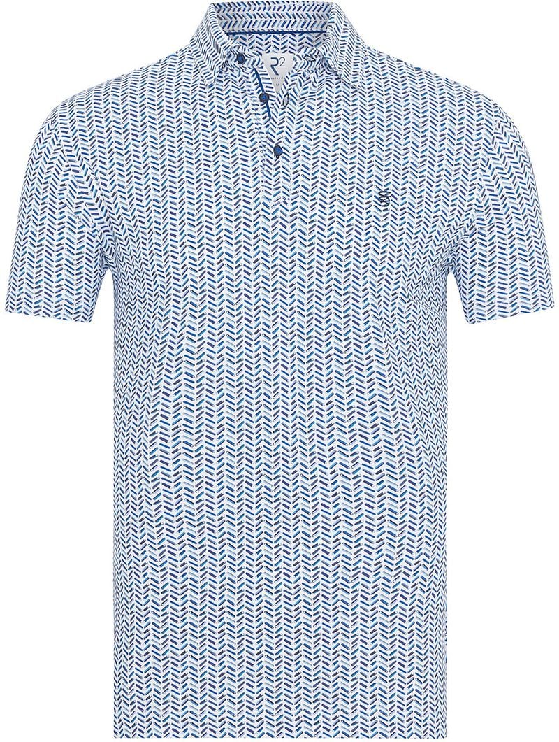 R2 Amsterdam Polo Piqué Print Blauw