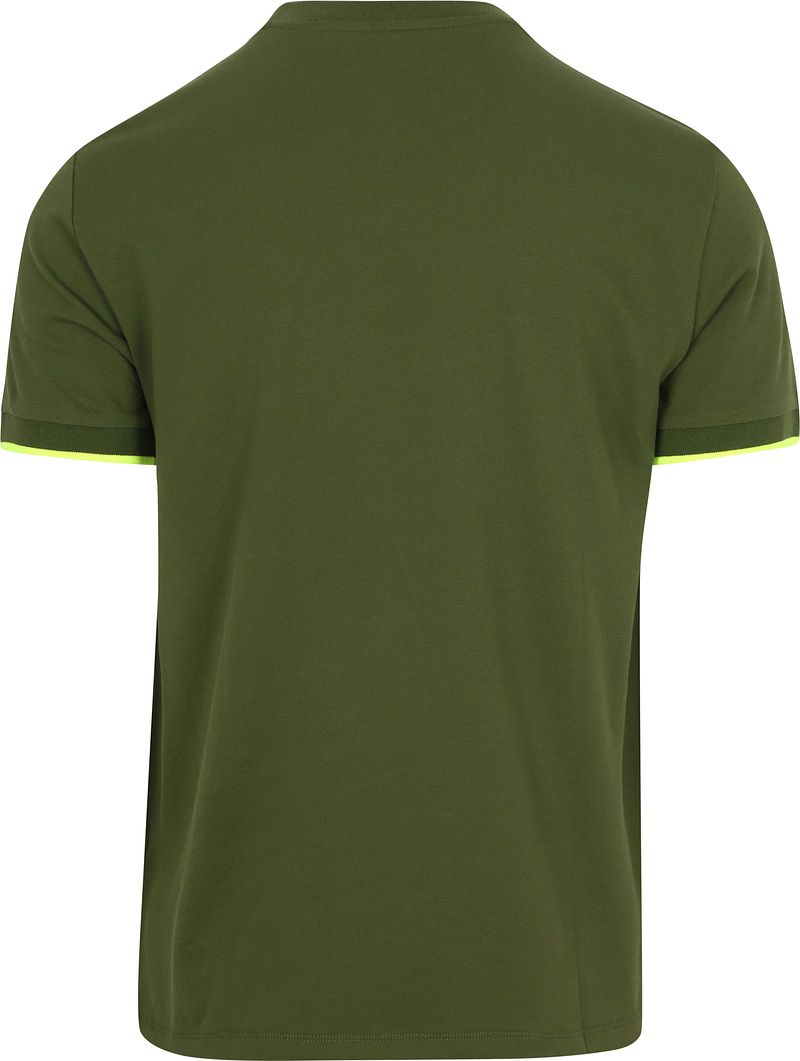 Sun68 Piqué T-Shirt Fluo Stripe Army Groen