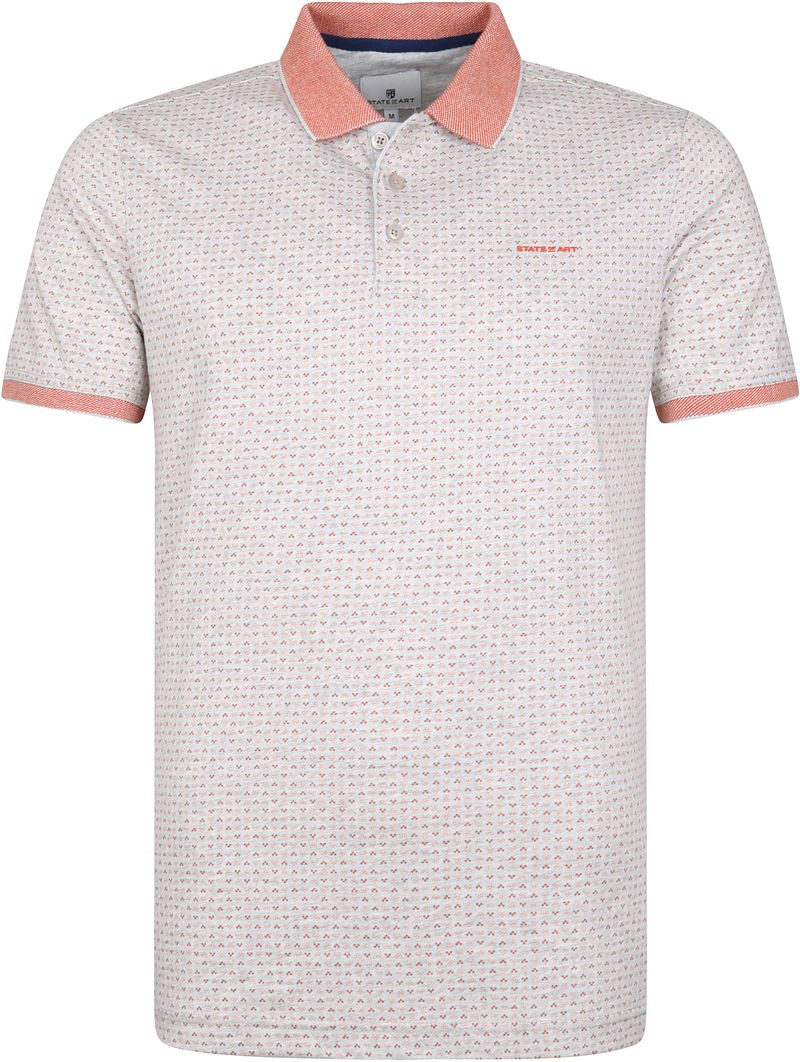 State Of Art Polo Impression Gris Rouge Orange taille M