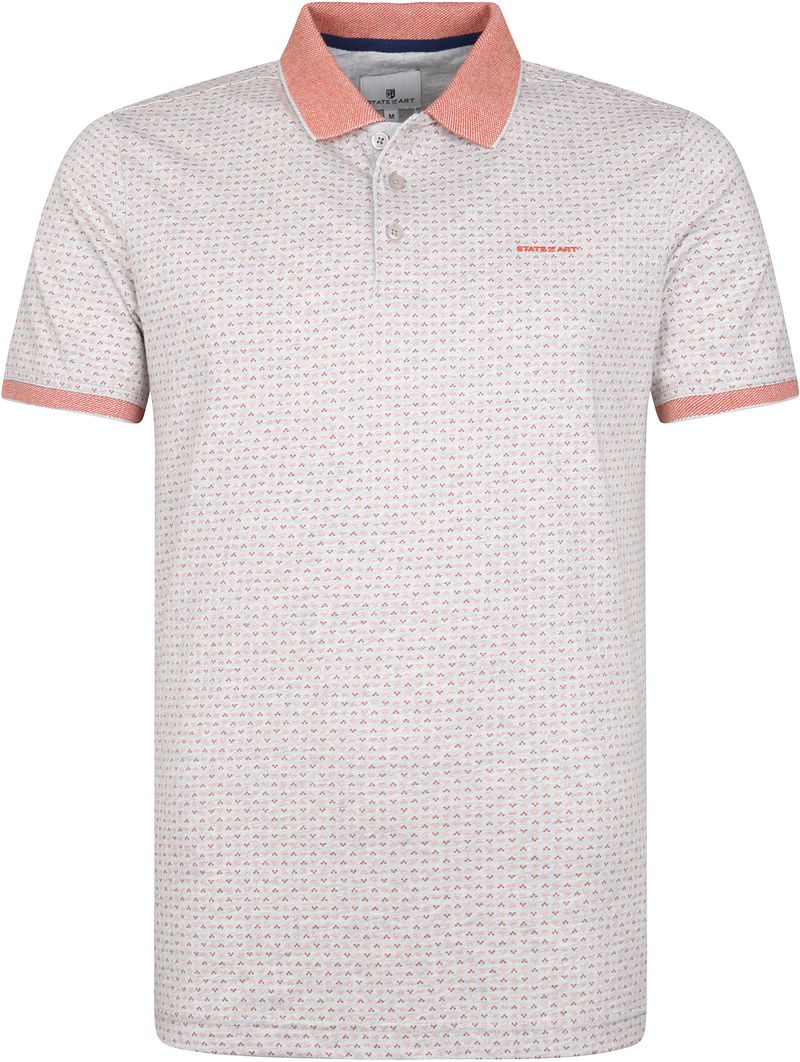 State Of Art Polo Print Grijs Rood