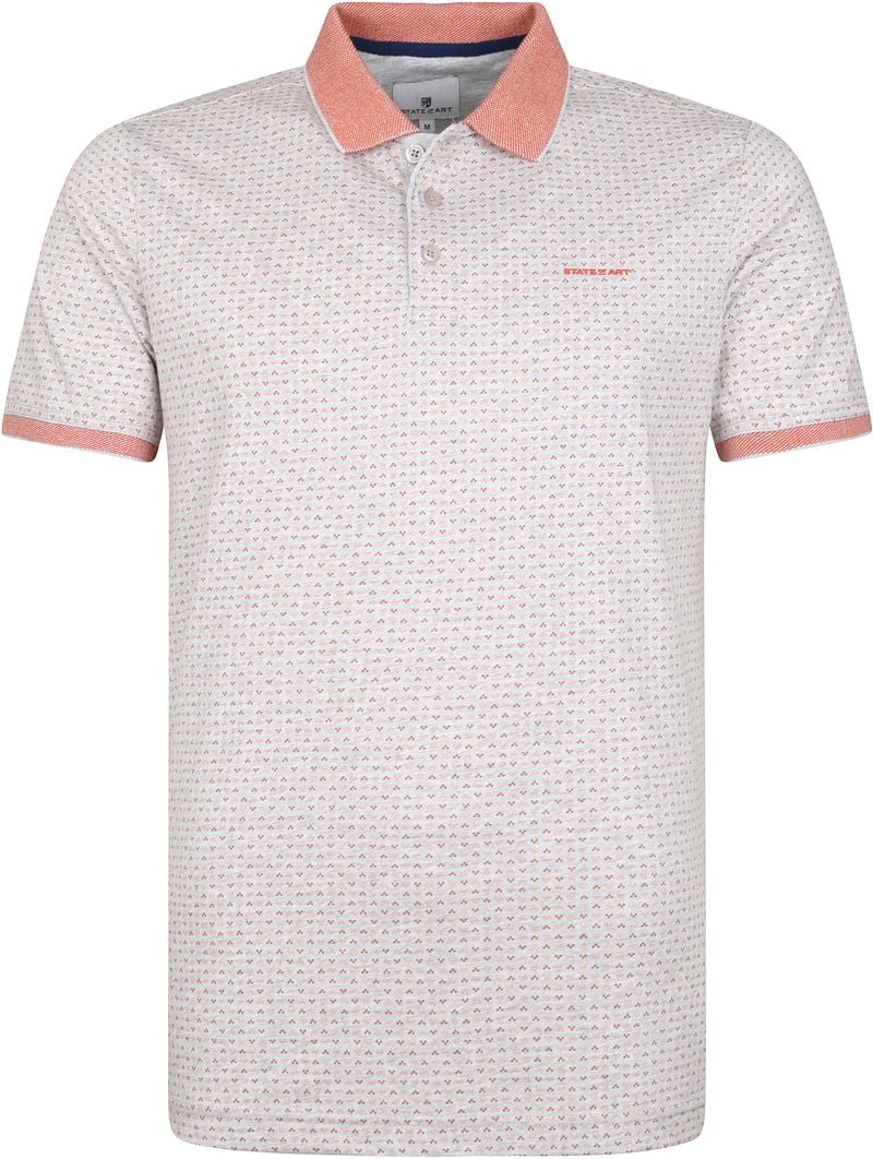 State of Art Polo Print Grijs Rood