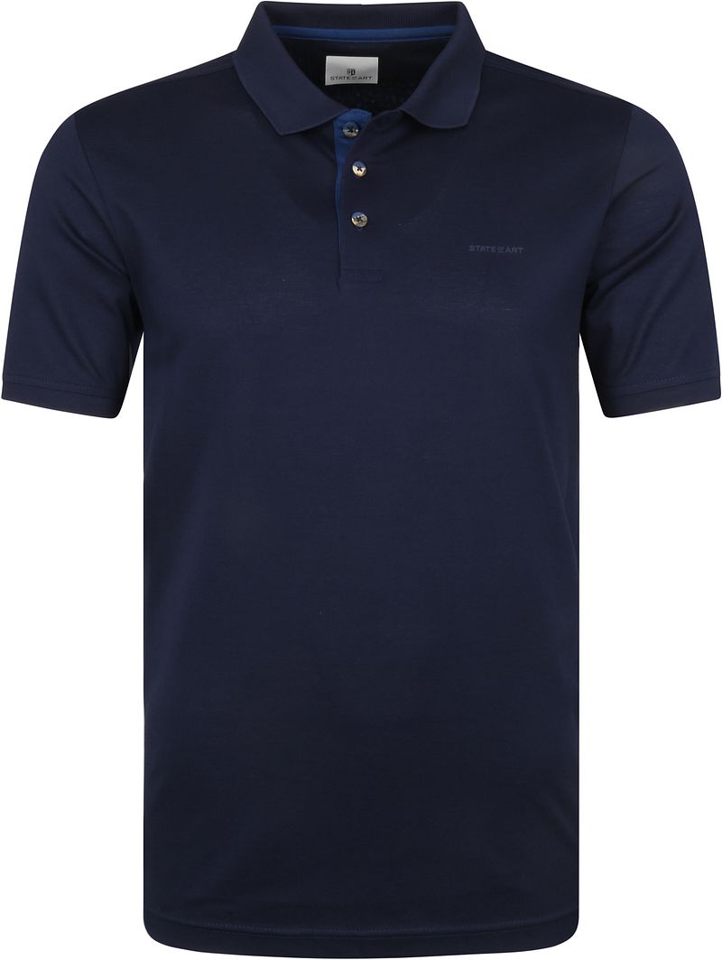State Of Art Polo Mercerized Piqué Foncé  Bleu foncé Bleu taille M