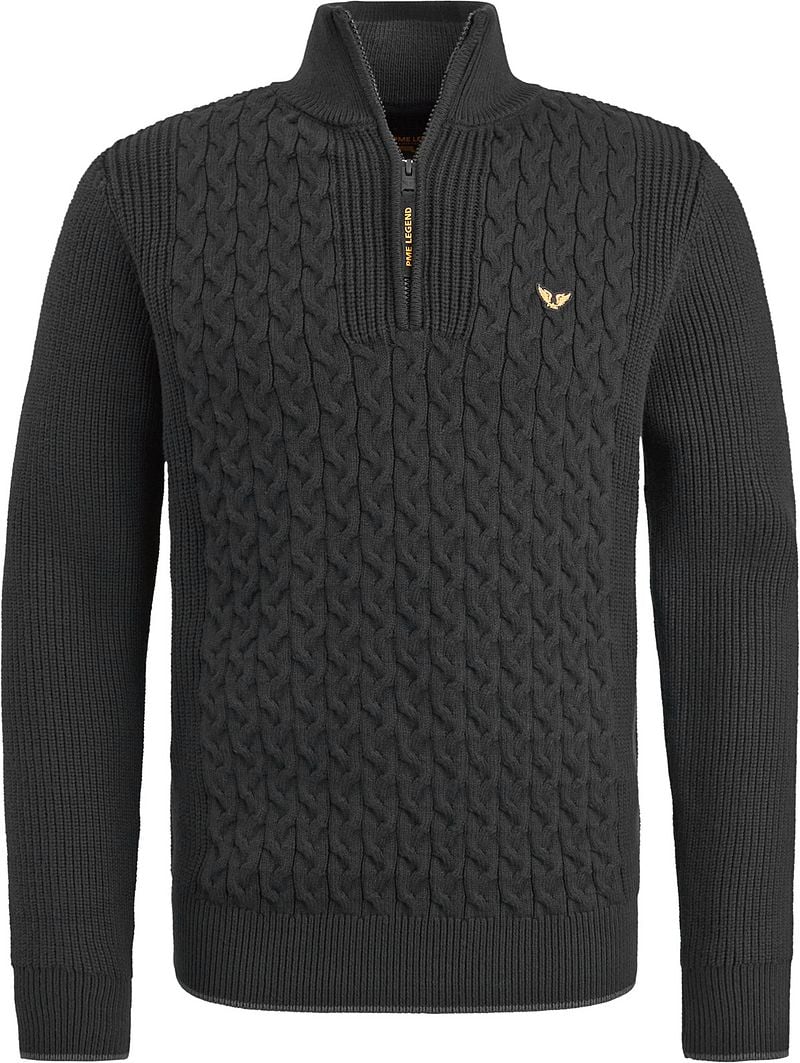 PME Legend Knitted Half Zip Pullover Cable Schwarz - Größe XL günstig online kaufen