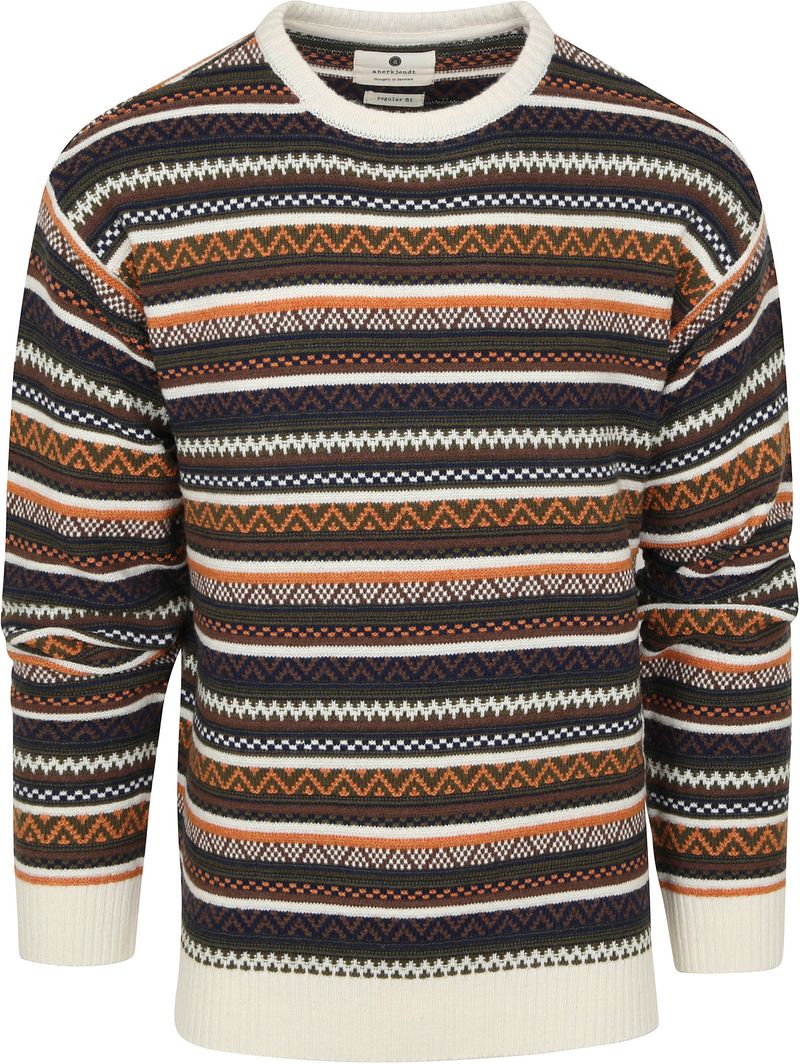 Anerkjendt Sweater Laine Akkarl Jaquard Multicolore Marron Multicoloré Vert taille M