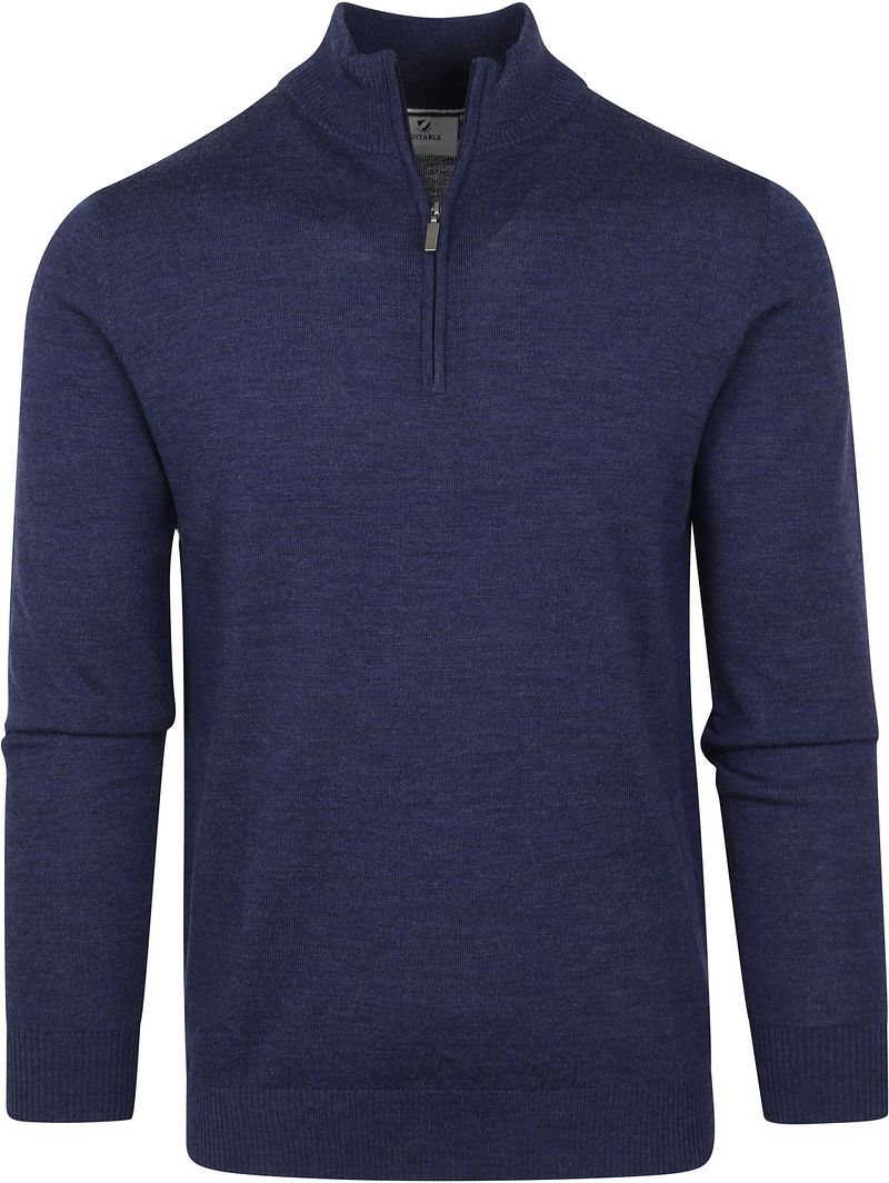 Suitable Pull Demi-Zip Mérinos Cobalt Bleu Bleu foncé taille L