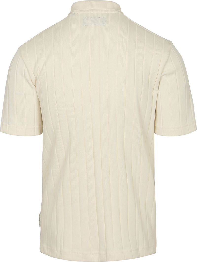Marc O'Polo Knitted Poloshirt Ribstructuur Off White