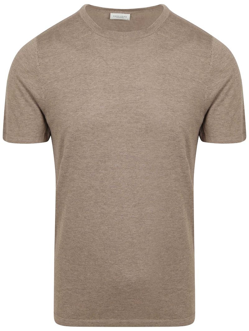 Profuomo T-Shirt Knitted Taupe - Größe M günstig online kaufen