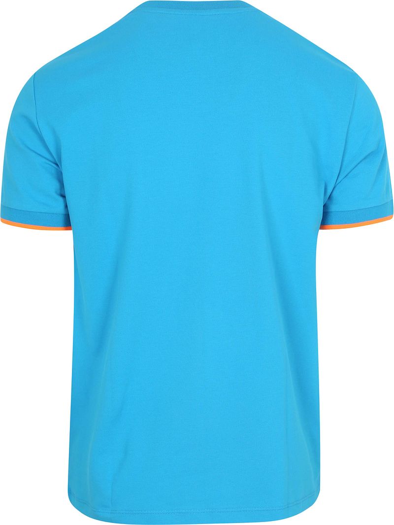 Sun68 Piqué T-Shirt Fluo Stripe Blauw