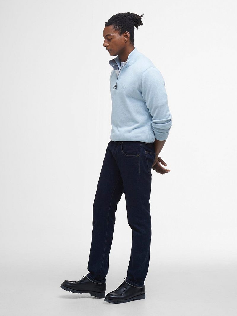 Barbour Half Zip Trui Lichtblauw