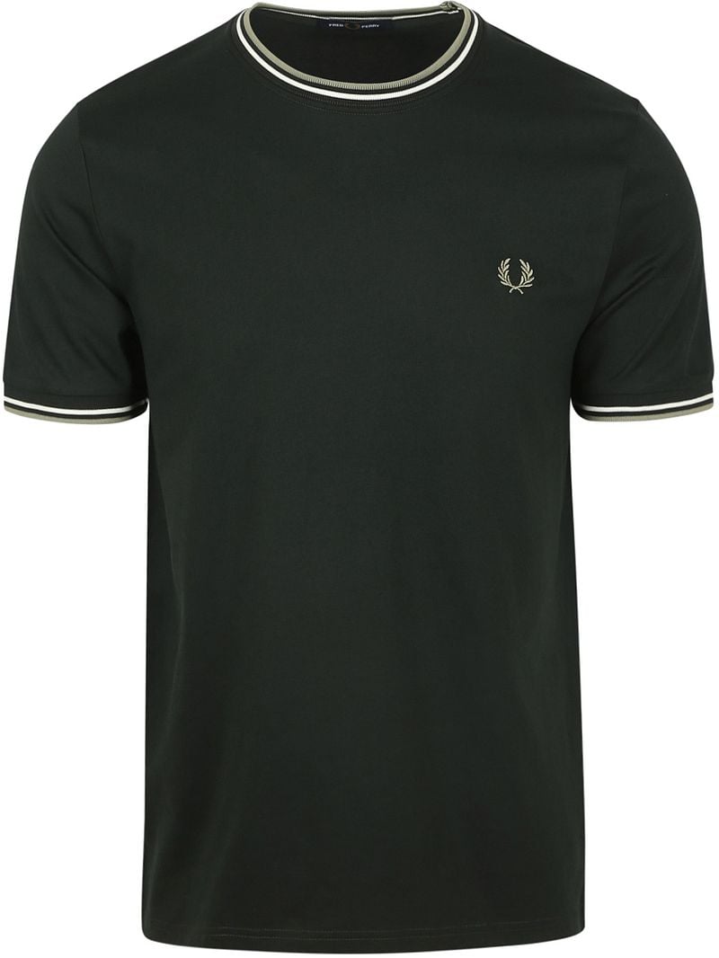 Fred Perry M1588 Twin Tipped T Shirt Dunkelgrün - Größe M günstig online kaufen
