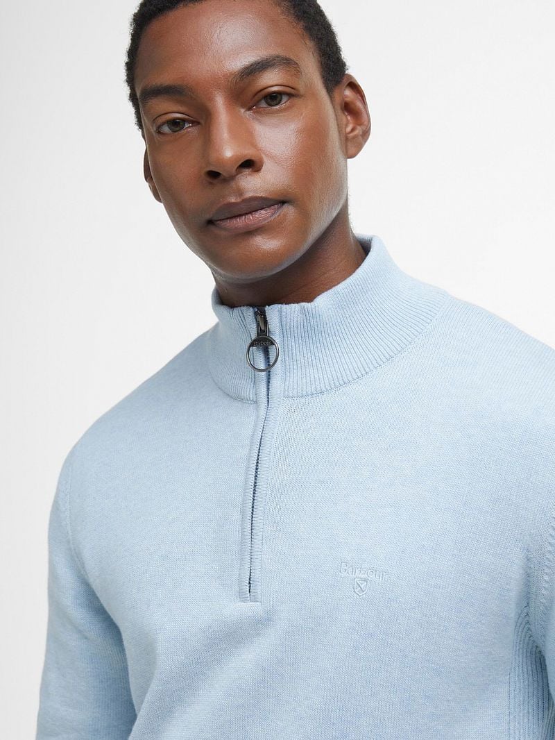 Barbour Half Zip Trui Lichtblauw