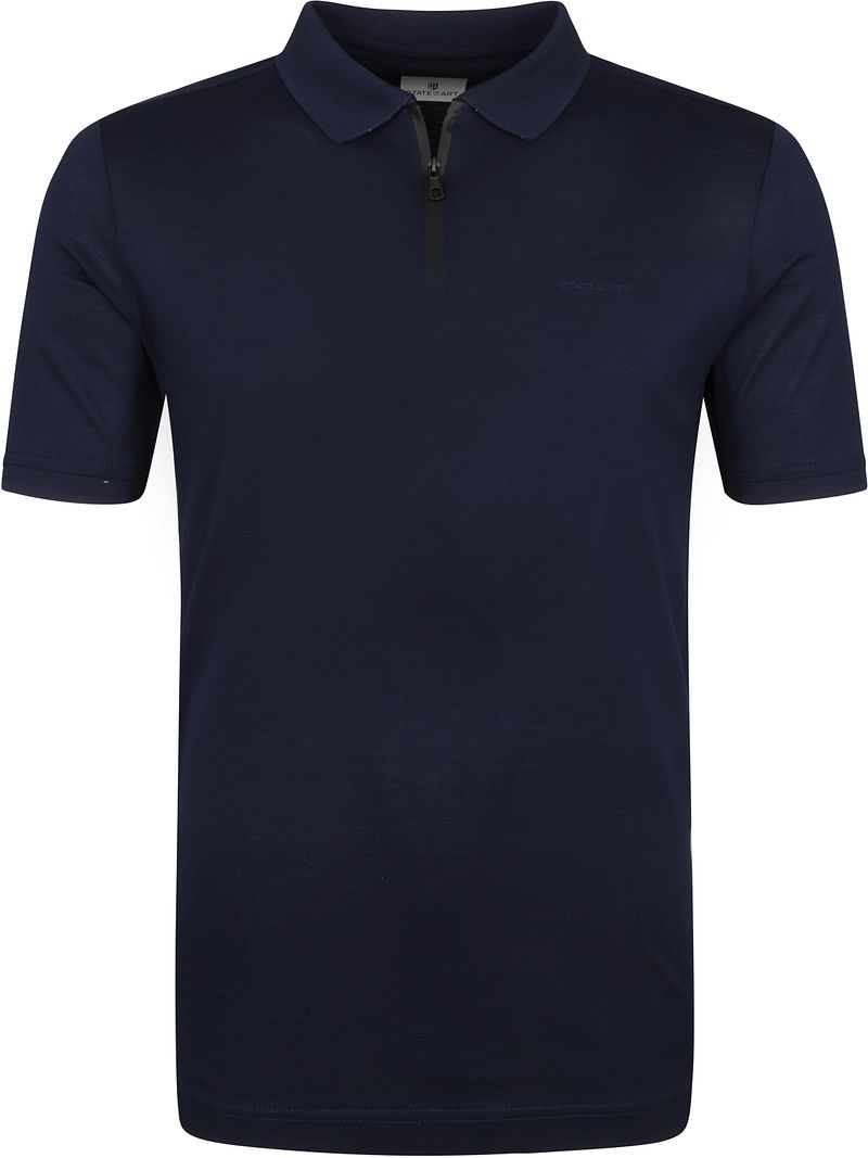 State Of Art Mercerized Polo Piqué Foncé Fermeture Eclair Bleu foncé Bleu taille M