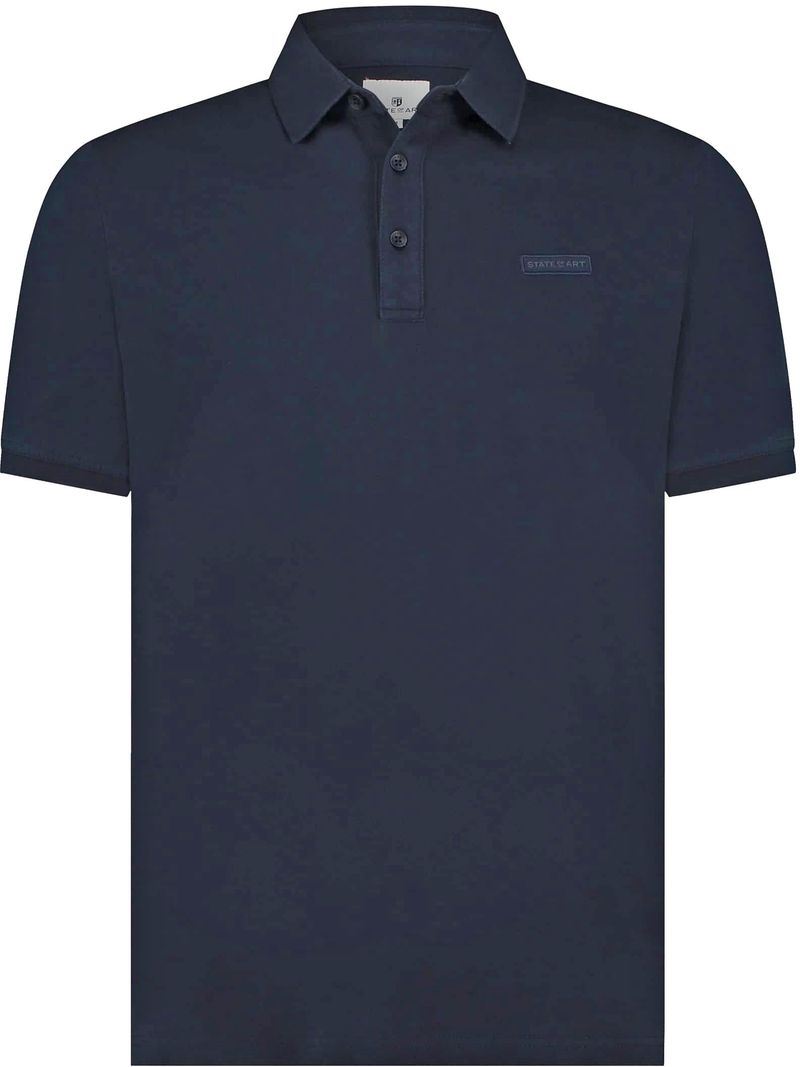 State of Art Klassieke Navy Polo Shirt Korte Mouw Blue Heren