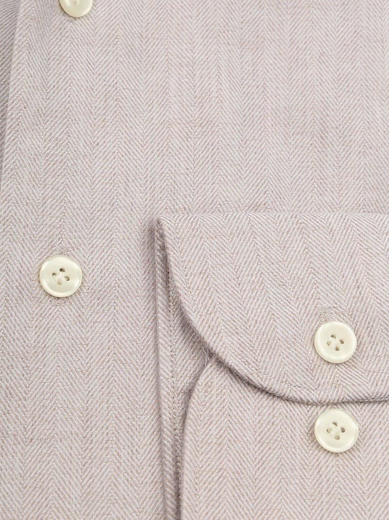 Profuomo Hemd Peached Herringbone Flanell Beige - Größe 44 günstig online kaufen