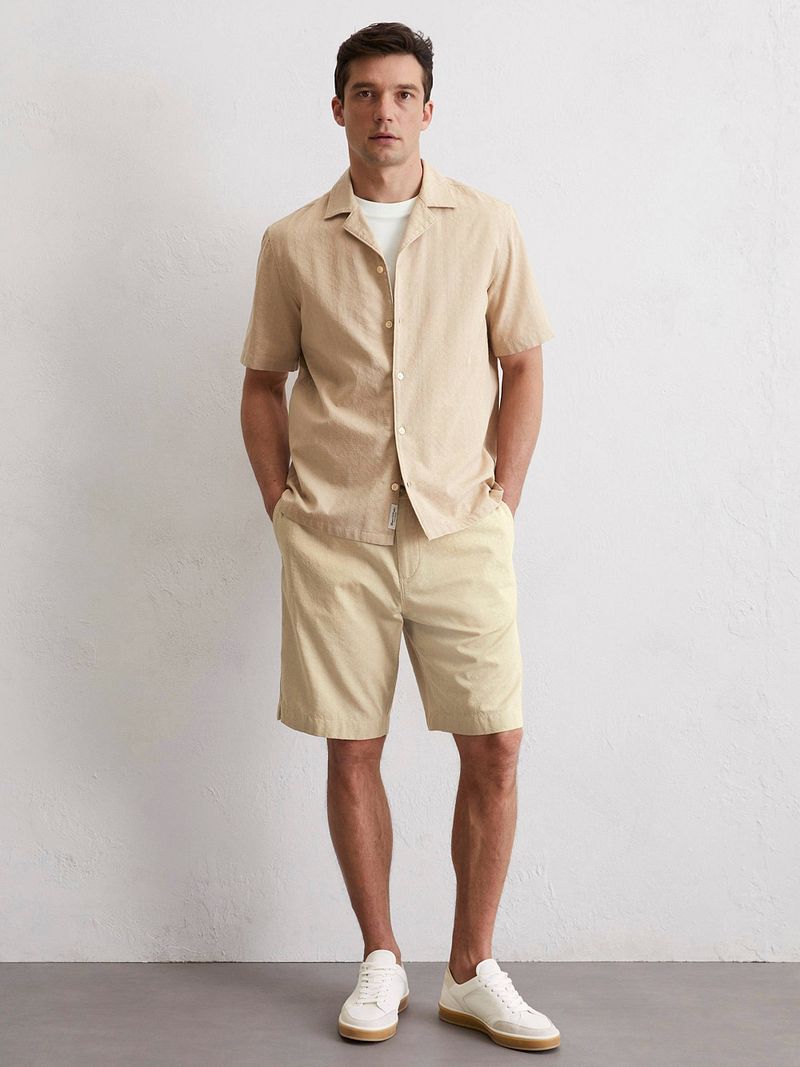 Marc O'Polo Crèpe Hemd Short Sleeves Beige - Größe XXL günstig online kaufen
