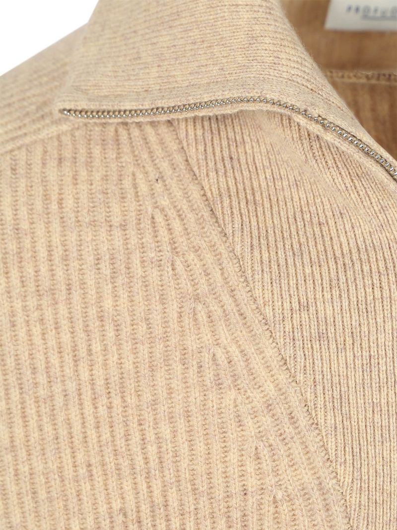 Profuomo Half Zip Pullover Wolle Sand - Größe S günstig online kaufen