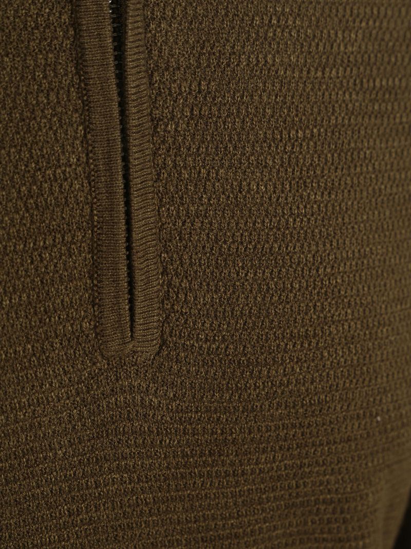 Profuomo Half Zip Pullover Structure Donkergroen