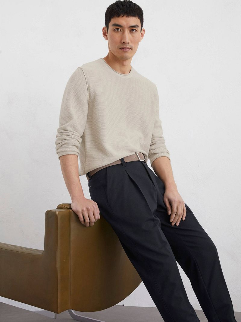 Marc O'Polo Pullover Crewneck Cotton Linen Gray Silk