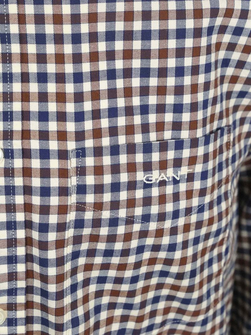 Gant Casual Hemd Twill Blau Braun - Größe L günstig online kaufen