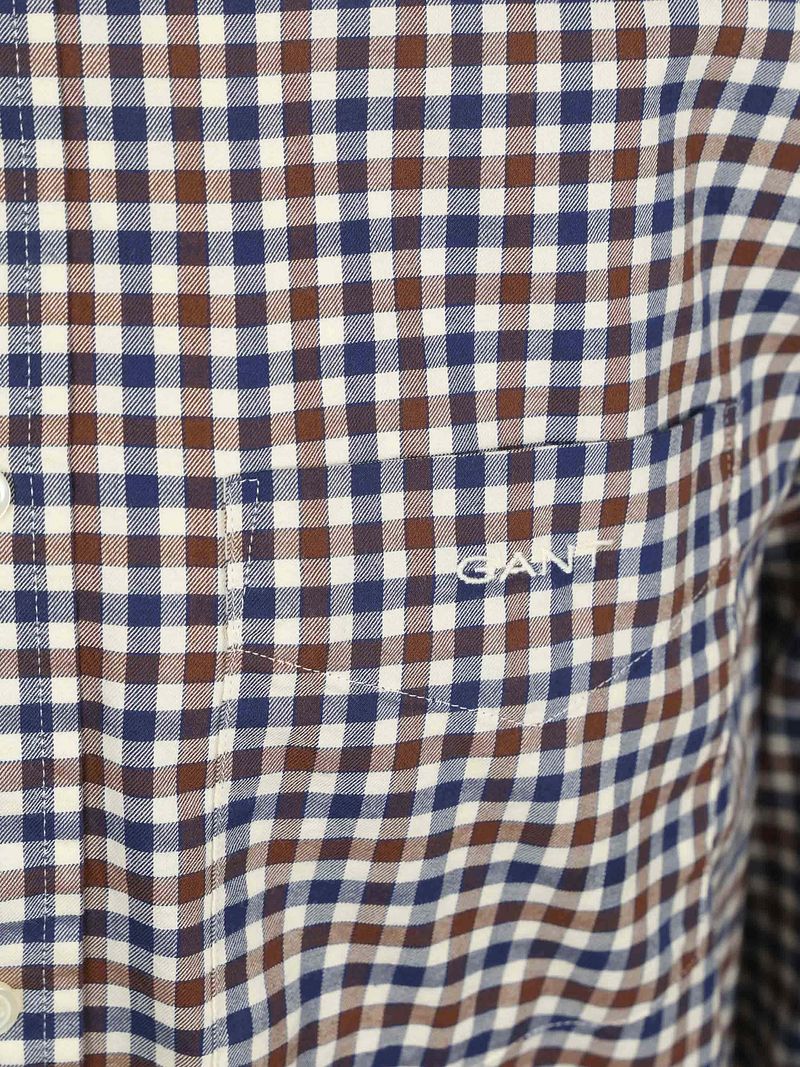 Gant Casual Hemd Twill Blau Braun - Größe M günstig online kaufen