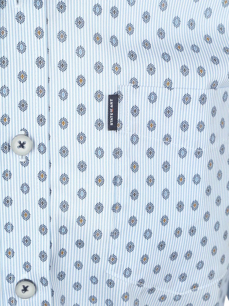 State of Art Shirt Poplin Eye Printed Stripe Grey - Größe 3XL günstig online kaufen