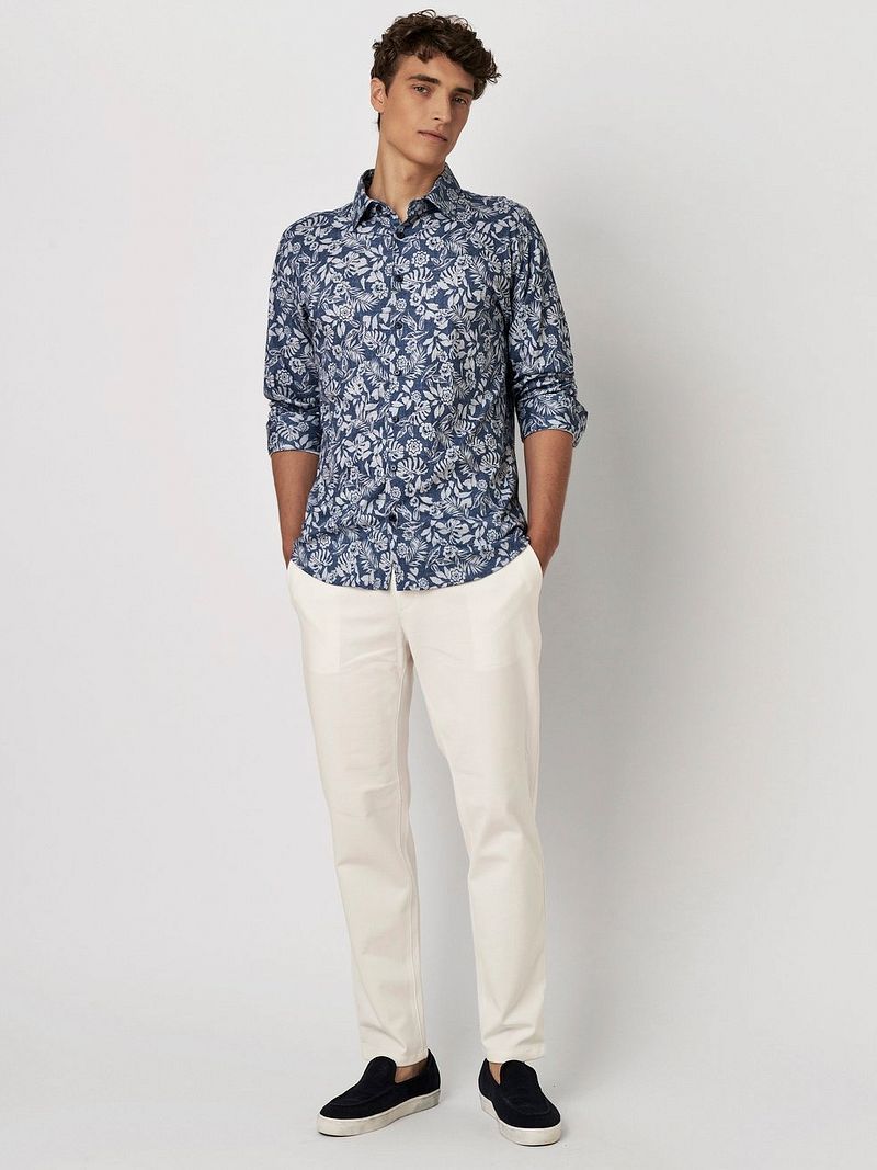 DESOTO Hemd Denim Blumen Blau - Größe M günstig online kaufen