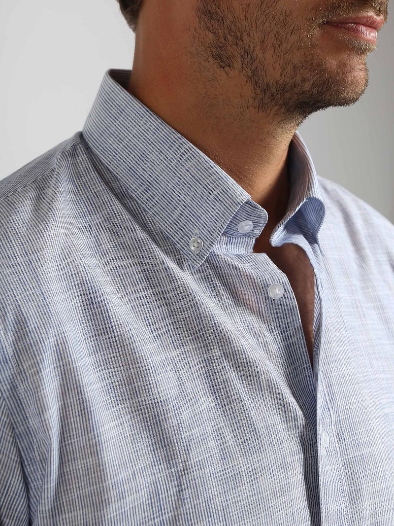 Suitable Hemd Cotton Slub Streifen Blau - Größe XL günstig online kaufen