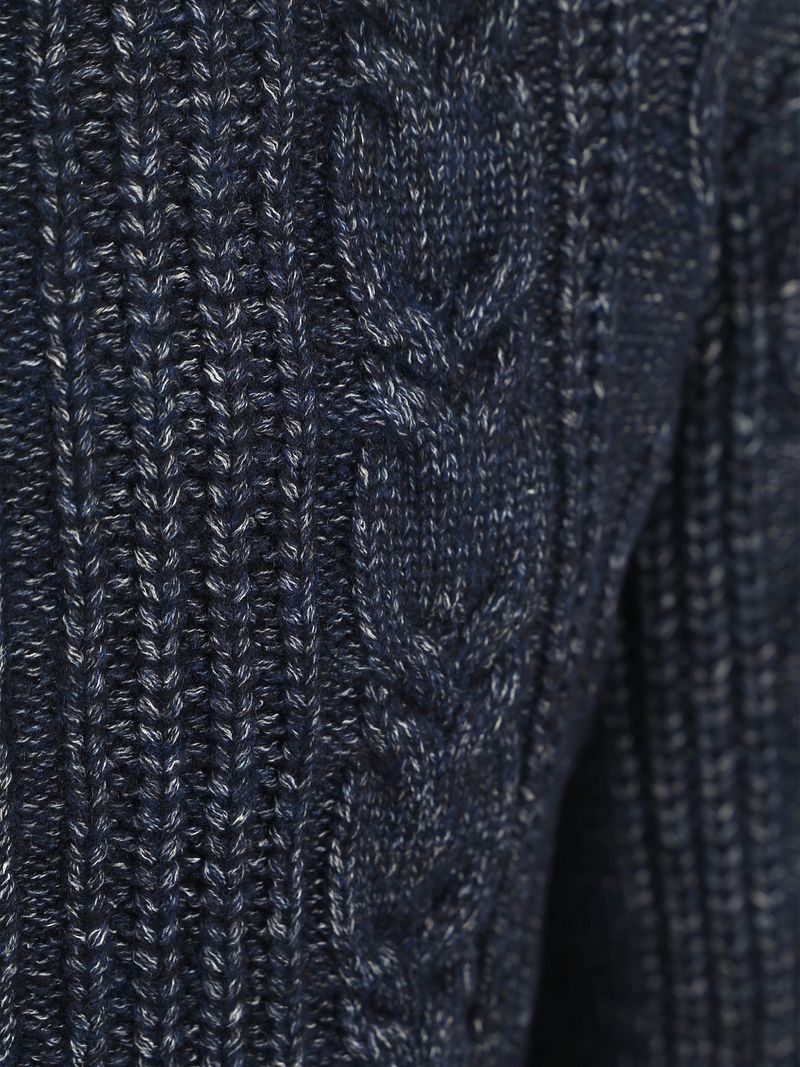 State Of Art Strickjacke Cable Zip Melange Navy - Größe M günstig online kaufen