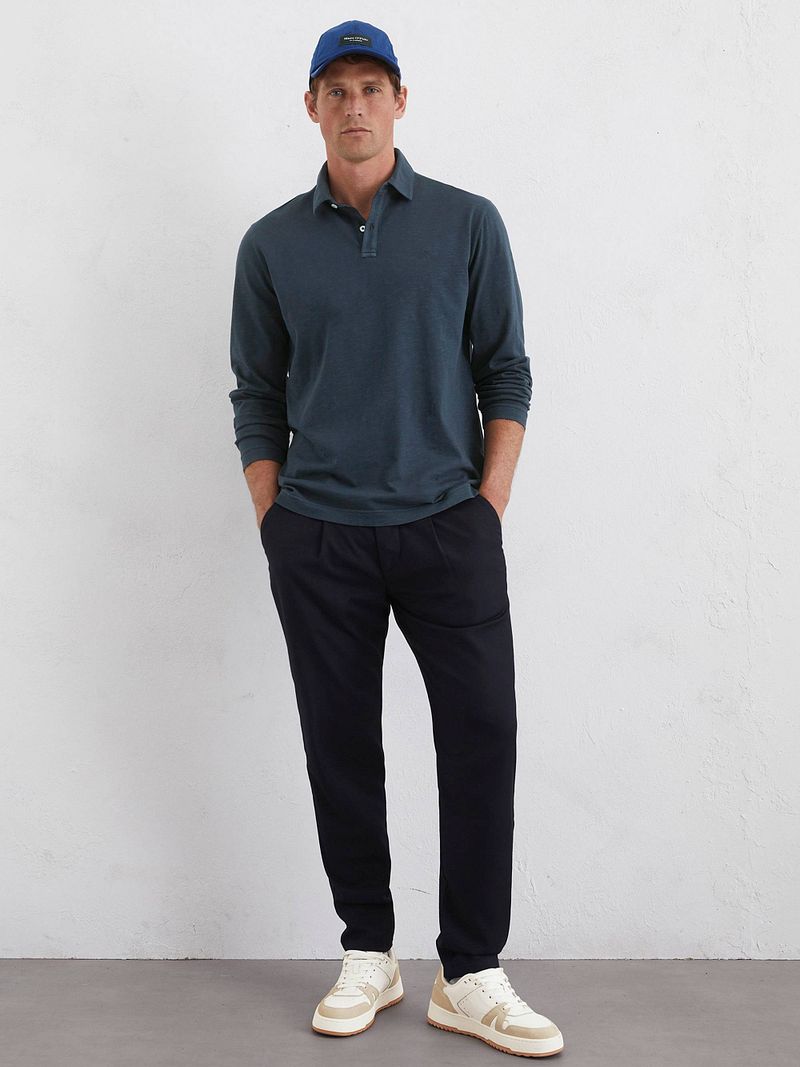 Marc O'Polo Longsleeve Poloshirt Navy - Größe XXL günstig online kaufen