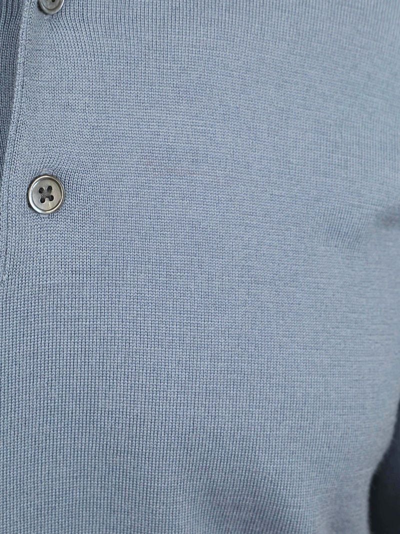Profuomo Longsleeve Poloshirt Merinowolle Blau - Größe L günstig online kaufen
