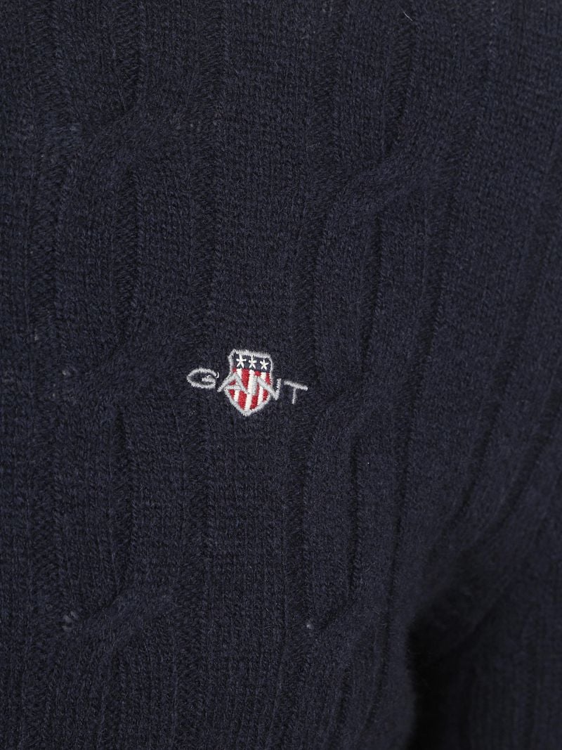 Gant Halfzip Lammwollpullover Cable Blau - Größe XL günstig online kaufen