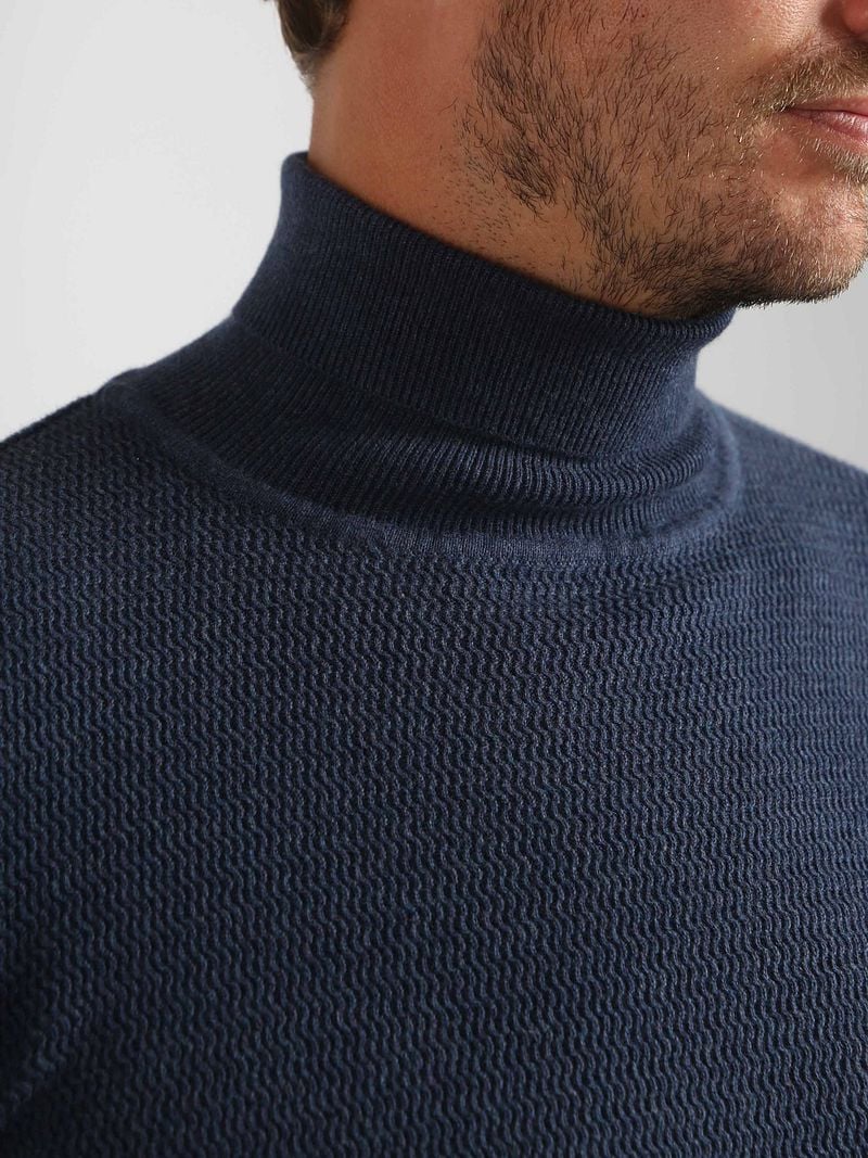 Suitable Rollkragenpullover Structure Melange Navy - Größe XL günstig online kaufen