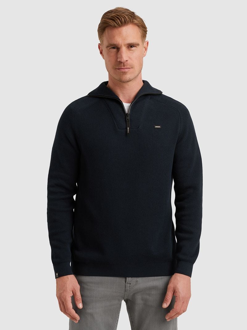 Vanguard Pullover halber Reißverschluss strukturiert Rib Navy - Größe 3XL günstig online kaufen