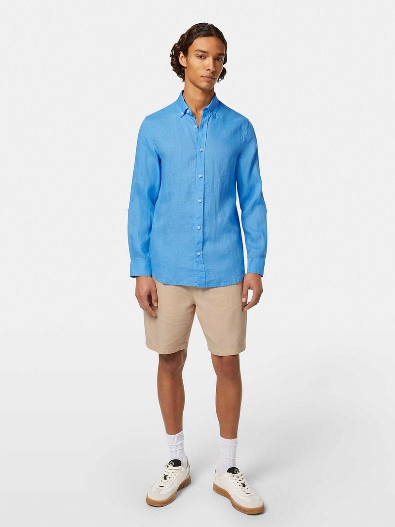 Scotch and Soda Linnen Overhemd Blauw