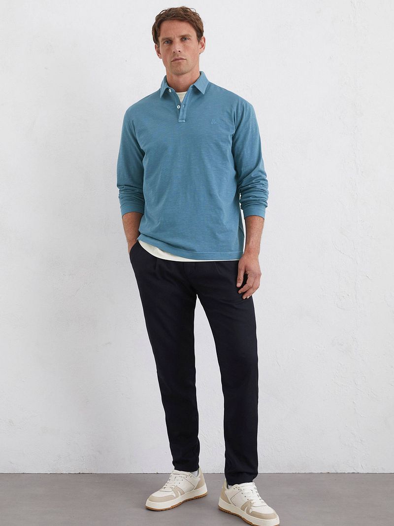 Marc O'Polo Longsleeve Poloshirt Blauw