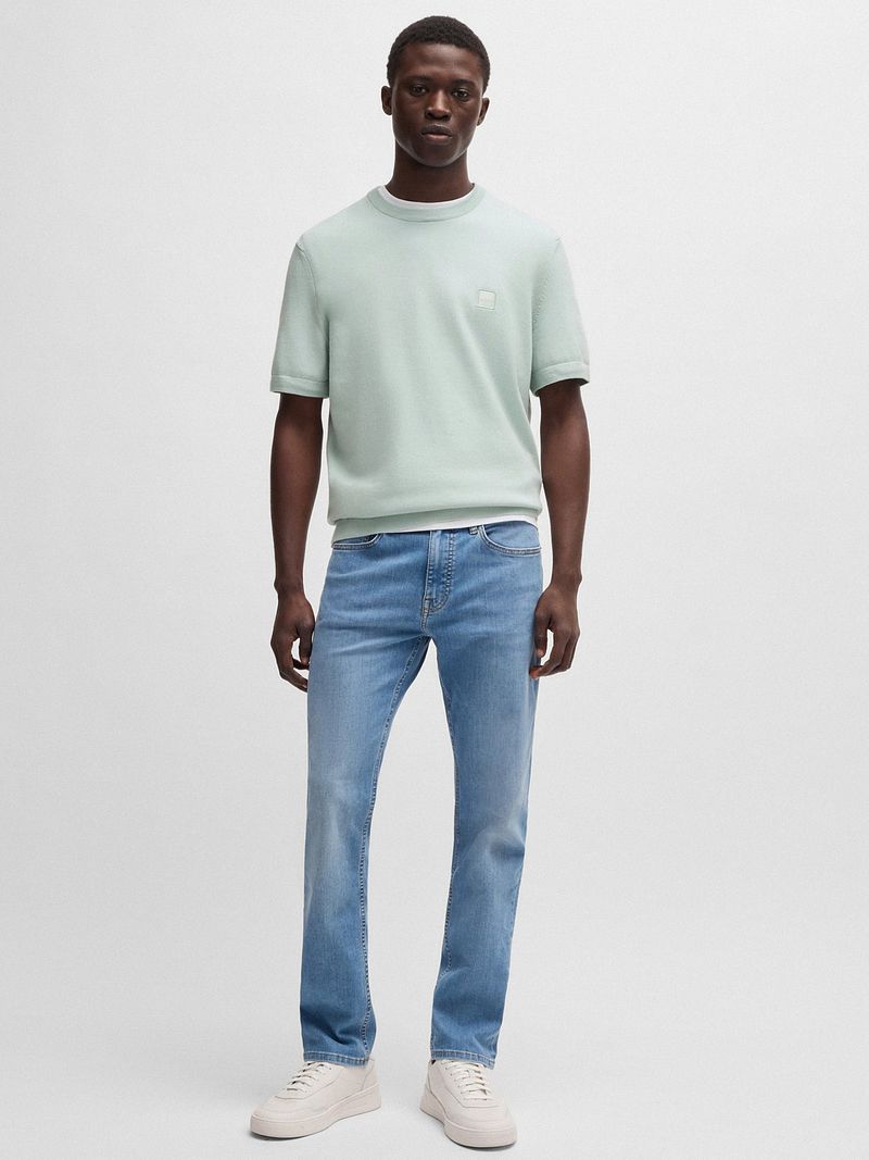 Boss Knitted T-shirt Kanache Lichtblauw