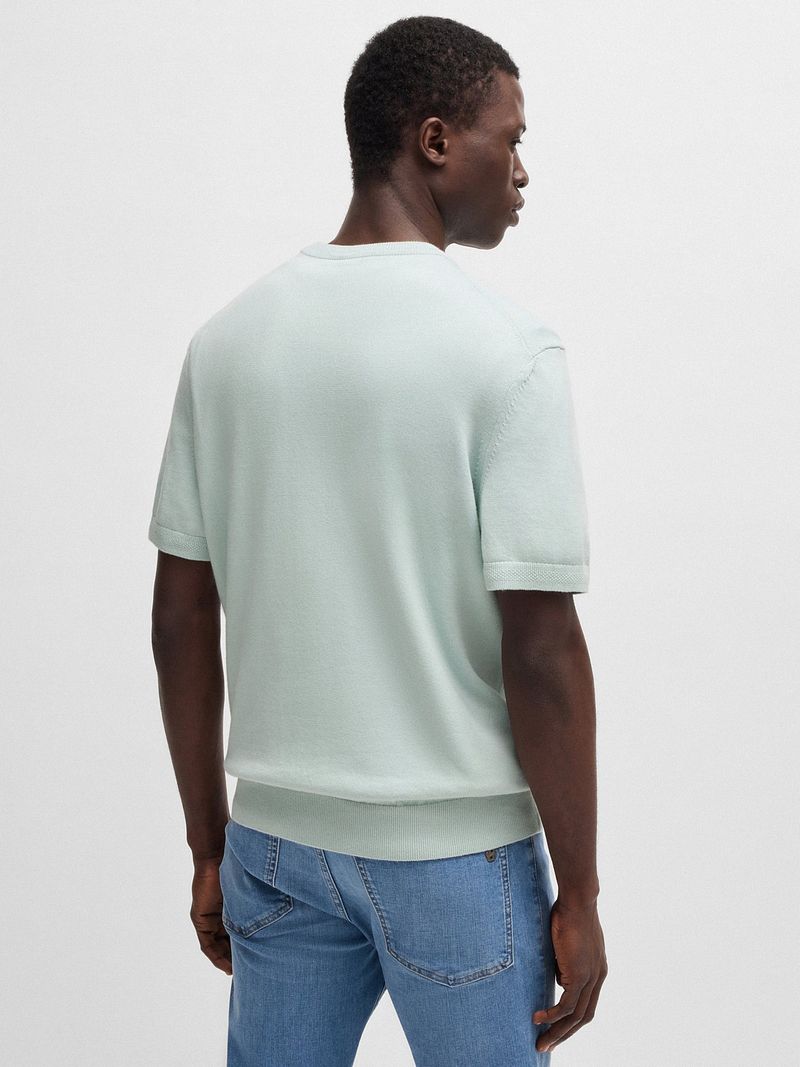 Boss Knitted T-shirt Kanache Lichtblauw