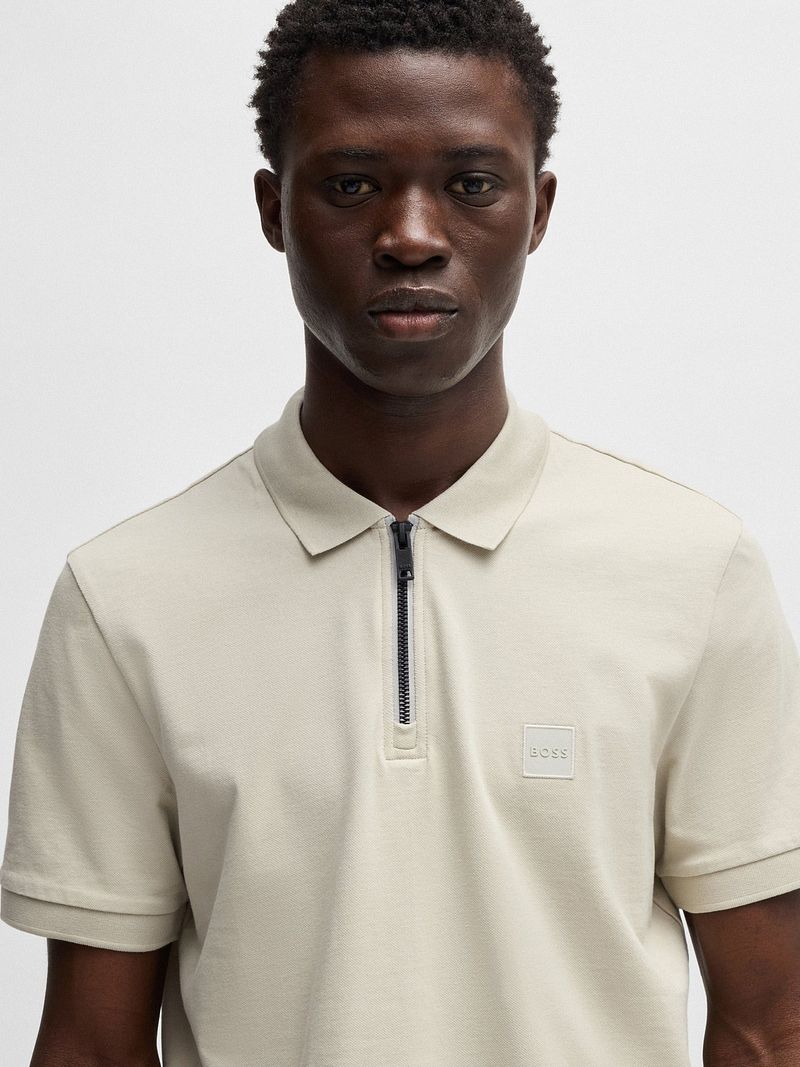 Boss Passerzip Half Zip Polo Ecru