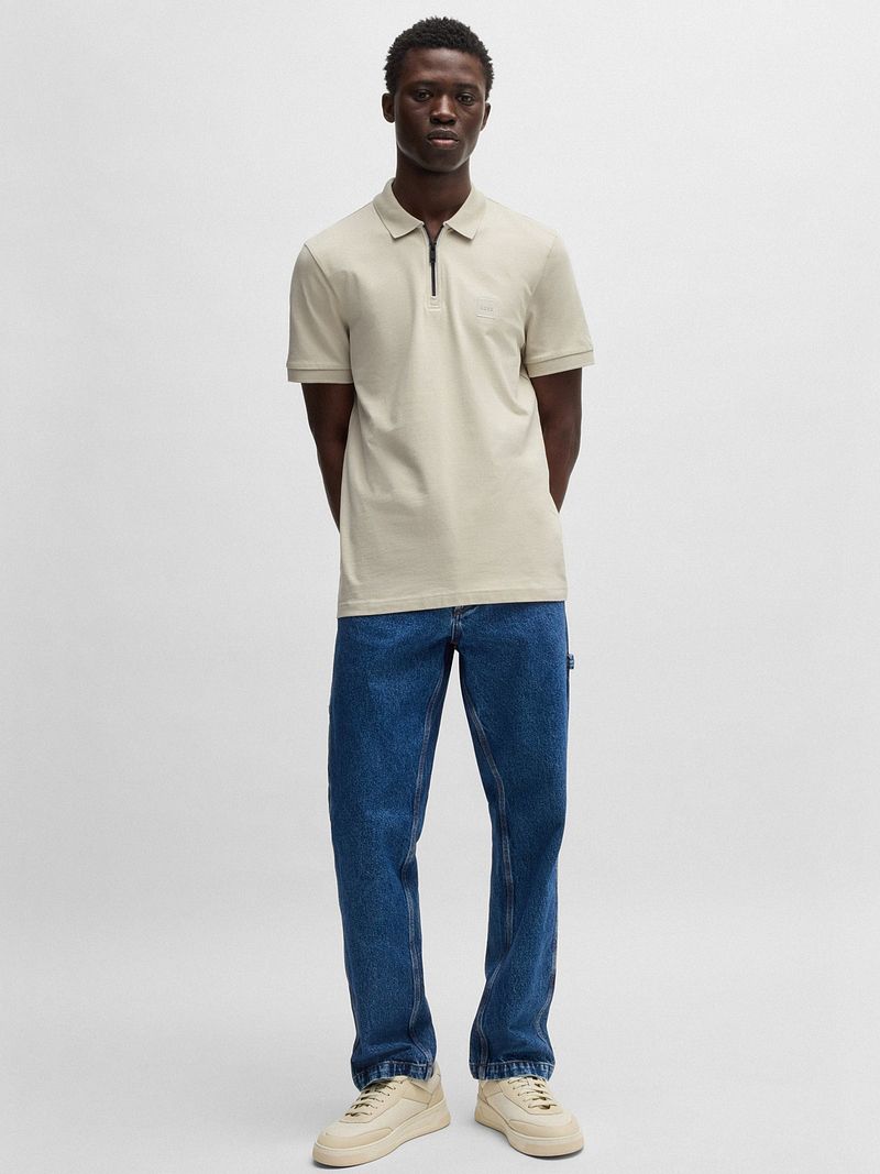 BOSS Polo Passerzip Half Zip Ecru - Größe L günstig online kaufen