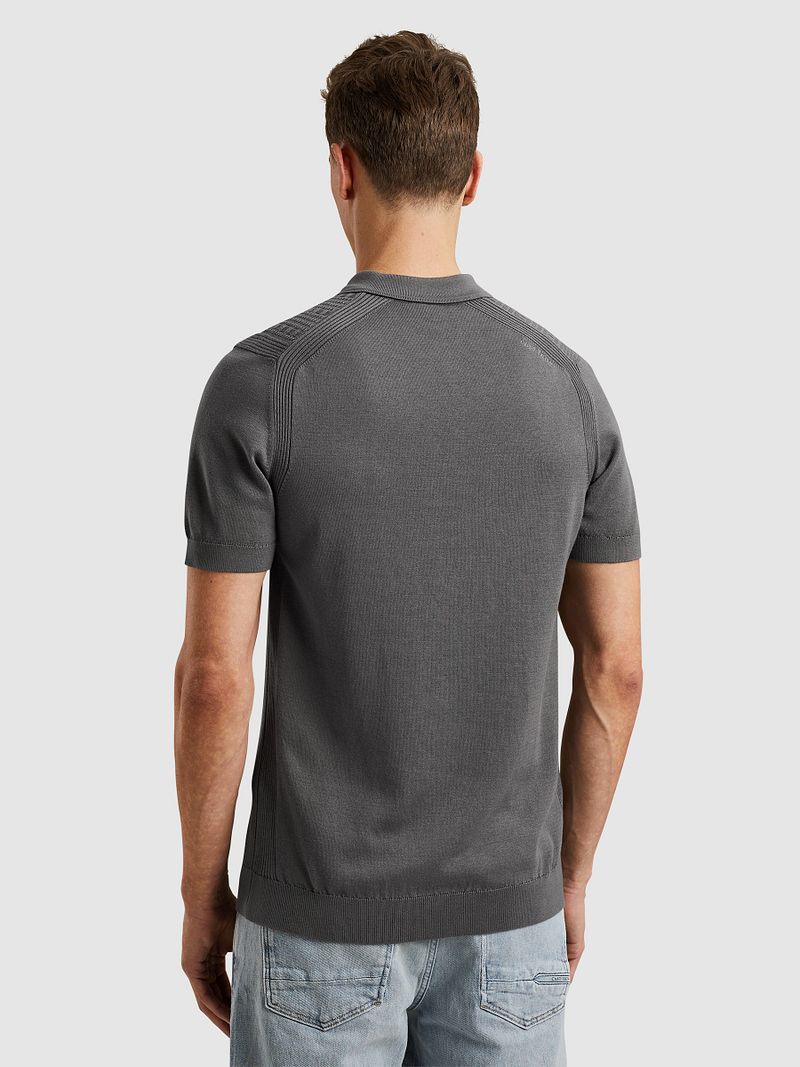 Cast Iron Half-Zip Polo Structure Antraciet